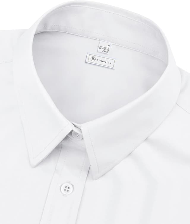 Detalle de Siliteelon Damen Bluse bügelfrei Regular fit mit Stretch – Unifarbenes Business- und Freizeithemd