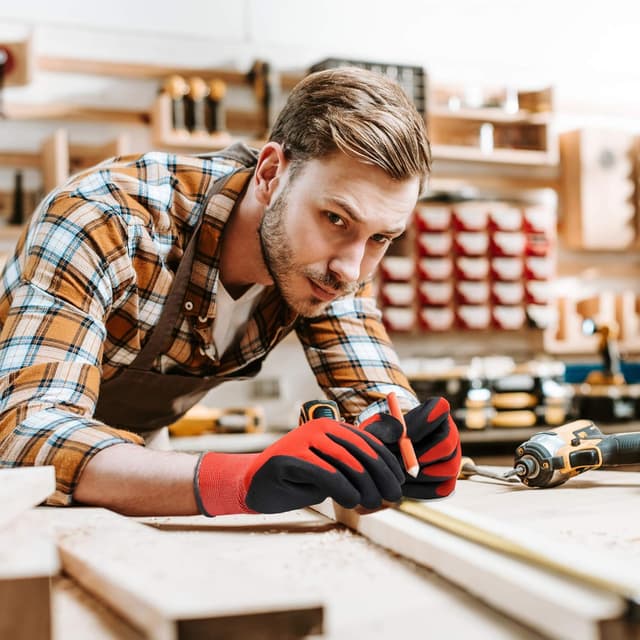 Detalle de COOLJOB men’s gardening work gloves (6 pairs) with rubber-coated grip – black & red, large