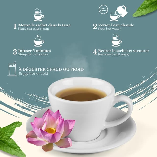 Detalle de SOLENA Rituel Digestion & Perte de Poids aux feuilles de lotus – tisane sans caféine en sachets (20)