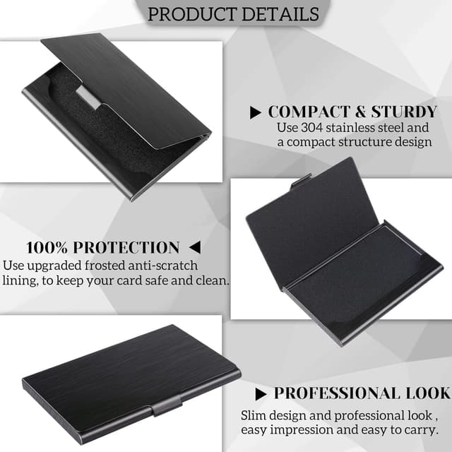 Detalle de DMFLY Slim Stainless Steel Business Card Holder (Metal Card Case) – Buckle Style Shut