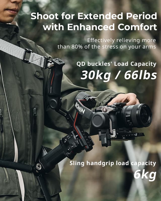 Detalle de SMALLRIG Griff Sling Handle Kit 4383B für DJI RS4/RS4 Pro/RS3/RS3 Pro/RS2 (QD-Schnellverschluss, Kaltschuh, 3/8”-16 & 1/4-20)