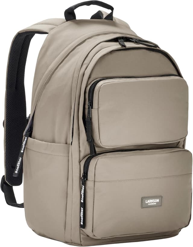 Detalle de LARKSON Zaino Scuola Grigio No 3 Advanced con porta PC fino a 16 pollici, 24L e tessuto in PET riciclato