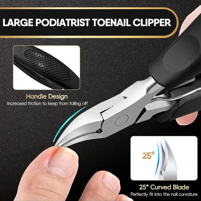 Detalle 2 de Toenail Clippers for Thick Nails – 7-piece large pedicure set with 360° rotating clipper, ingrown tools and nail file
