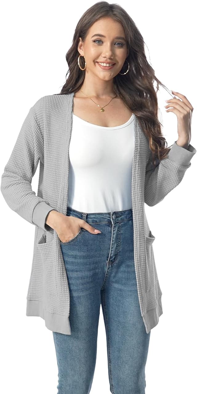 Detalle 2 de GLEENOD Strickjacke Cardigan Damen mit Taschen