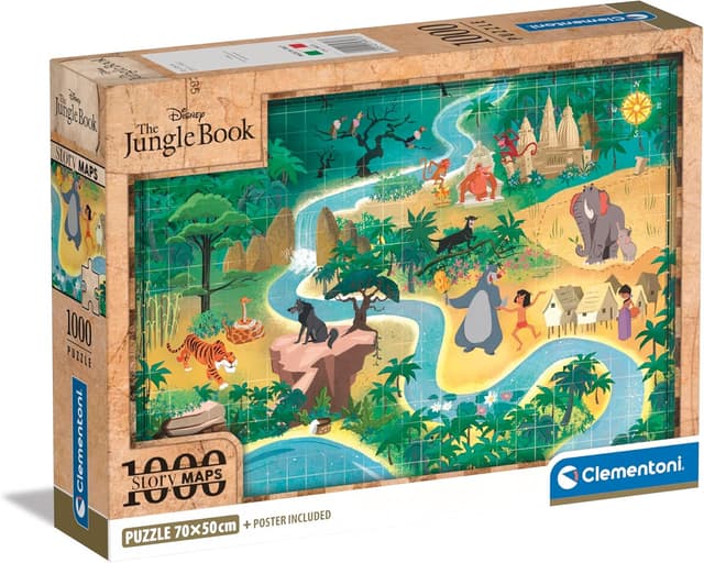 Detalle de Puzzle adulte Clementoni Compact 1000 pièces – Story Maps : Le Livre de la Jungle