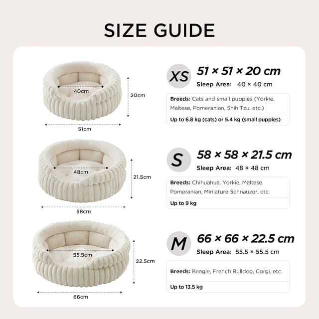 Detalle 2 de Bedsure Cat Bed Washable Kitten Bed 51x51cm Corduroy Fleece Round Semi-Enclosed with Non-Slip Base