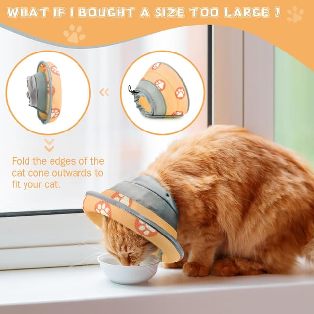 Detalle 2 de Supet Cat Cone Collar Soft, Adjustable Cat Recovery Collar (Orange, S) for Kittens, Puppies and Small Dogs