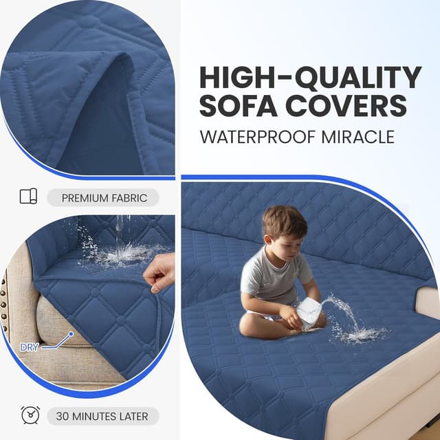 Detalle de Ystyle Copridivano impermeabile angolare reversibile per divano 2 posti con penisola (L 210 cm) blu Berlino