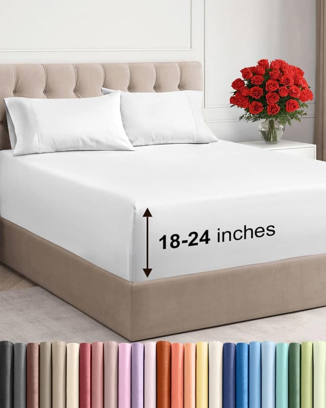 Detalle de Extra Deep Pocket King Sheets 21" White 📄