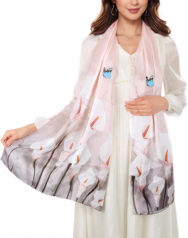 Thumbnail 6 de KALOEY Seidenschal 100% Seide 55×173 cm 🧣