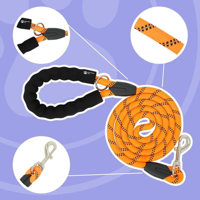 Detalle 2 de Reichstadt Pets Guinzaglio per cani in nylon morbido con impugnatura in EVA e riflettente 1,5 m