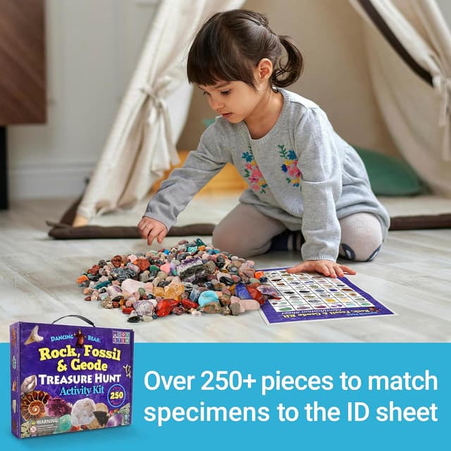 Thumbnail 6 de DANCING BEAR Rock, Mineral & Geodes Kit 250 pc 🪨