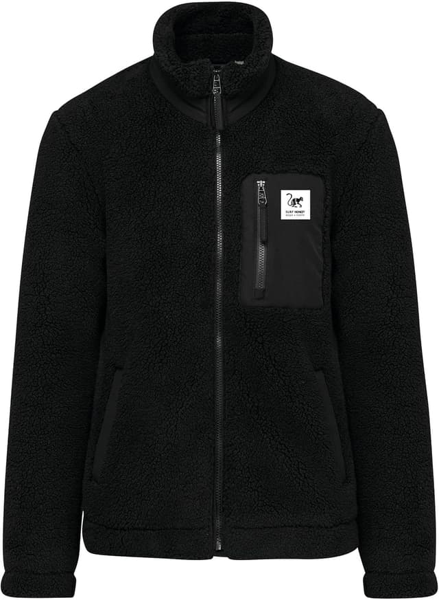 Detalle de Surf Monkey giacca sherpa in pile con zip e tasca sul petto, riciclata, vestibilità classica