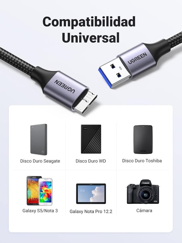 Thumbnail 3 de UGREEN Cable USB 3.0 Tipo A a Micro B para Disco Duro 🚀