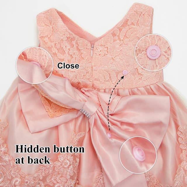 Thumbnail 6 de LZH Baby Girls Ruffle Lace Backless Dress with Headwear