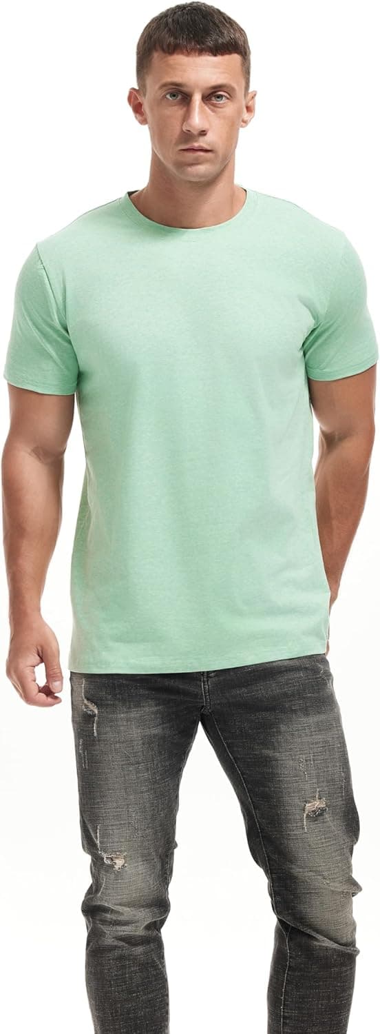 Detalle 2 de VEIISAR Herren Langarm- und Kurzarm-T-Shirt aus 200 g Baumwolle (Slim Fit) – Zweifarben-Melange Unterziehshirt