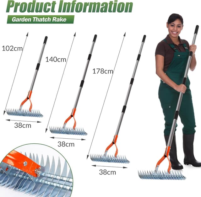 Thumbnail 1 de Walensee 15-Inch Lawn Thatch Rake for Durable Yard Cleaning