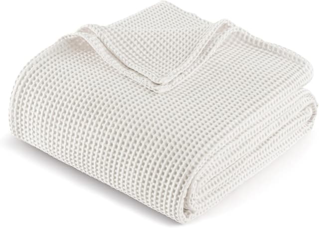 Thumbnail 6 de Plaid couverture en coton gaufré 100% kaki 220x240 cm