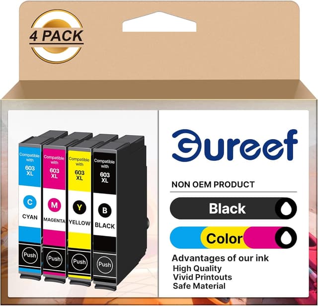 Detalle de Gureef 603XL Replacement Ink Cartridges 4-Pack ๐จ
