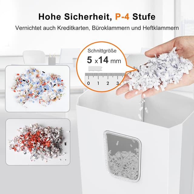 Detalle de bonsaii Bonsaii Aktenvernichter C277-C – 8-Blatt Papierschredder mit Sicherheitsstufe P-4, Kreuzschnitt 5x14 mm