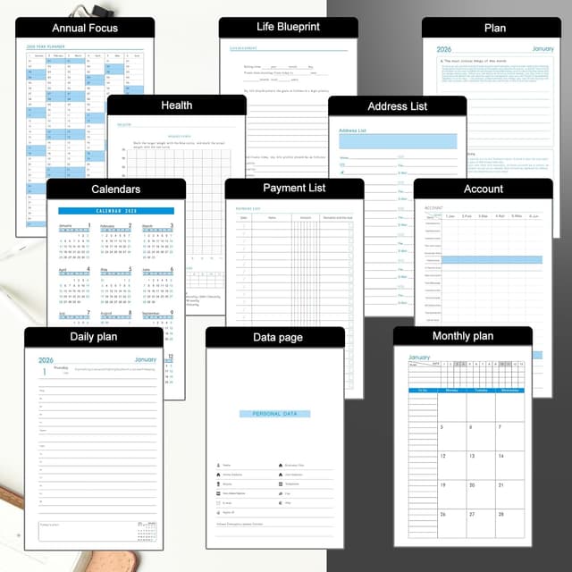 Thumbnail 6 de Diary 2026 Day to Page A5 Organiser (Jan–Dec 2026) with Pen Holder, Coloured Side Tabs and Inner Packet