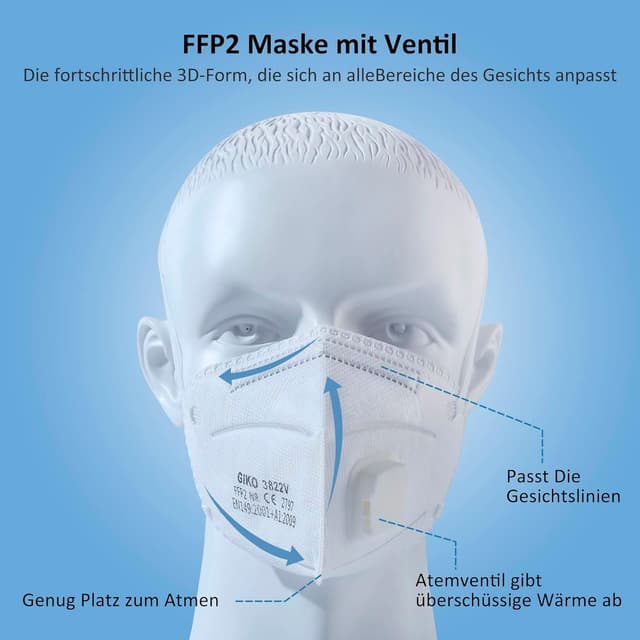 Detalle 2 de GIKO FFP2 Maske mit Ventil 20 Stück