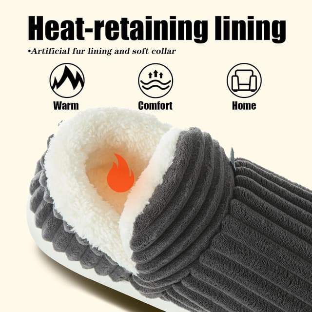 Detalle 2 de Misolin Women’s Cloud Bootie Corduroy Slippers with Memory Foam & Anti-Slip Sole (Indoor/Outdoor)