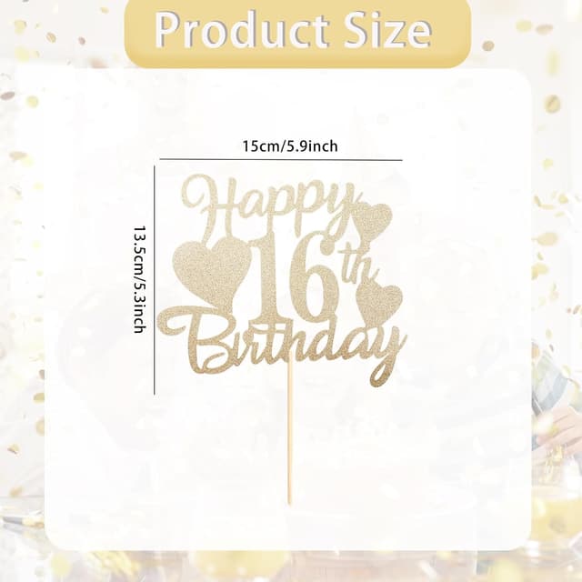 Thumbnail 1 de Bliceon Rose Gold 16th Birthday Cake Topper