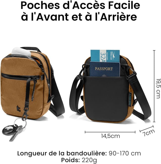 Thumbnail 6 de tomtoc Porte-Passeport Anti-RFID Aviator-T37 (porte-documents) – sac bandoulière verrouillable, 4 à 6 passeports