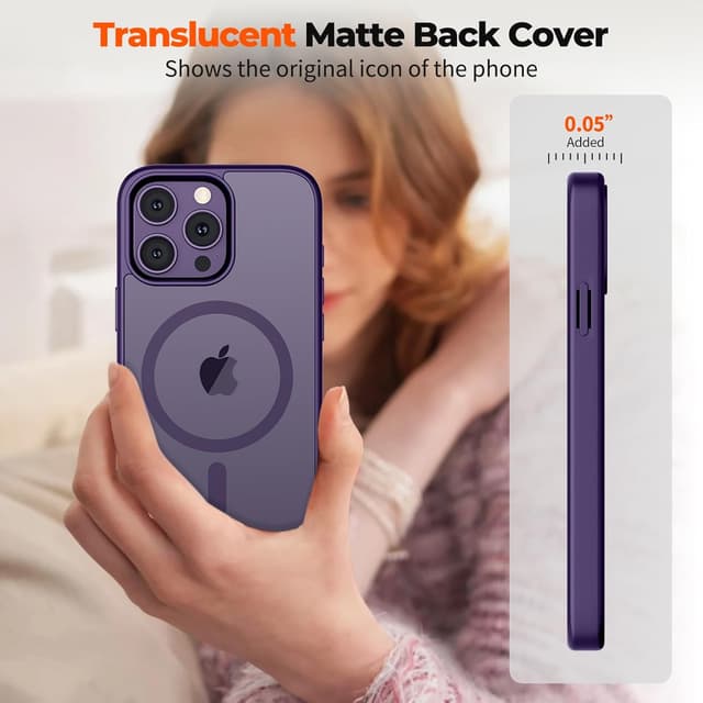 Thumbnail 6 de zapica Magnetic Case for iPhone 14 Pro (MagSafe Compatible) — Dark Purple Translucent Matte Protection