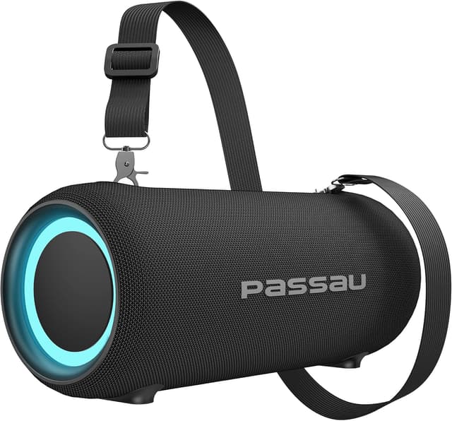 Detalle de Passau Portable Bluetooth Speakers 40W Peak (BT 5.3) with Passive Radiators, IPX5, RGB Lights, Adjustable Strap