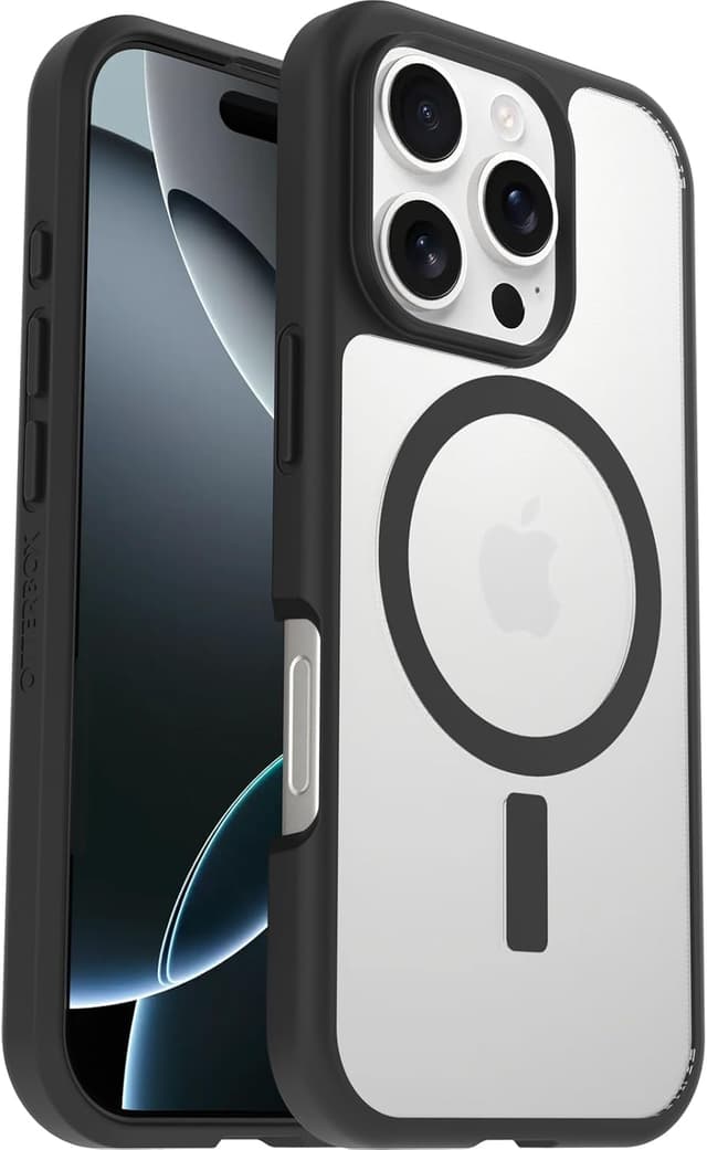 Detalle de Coque OtterBox Sleek Series MagSafe pour iPhone 16 Pro, ultra-mince antichoc (transparente/noire)