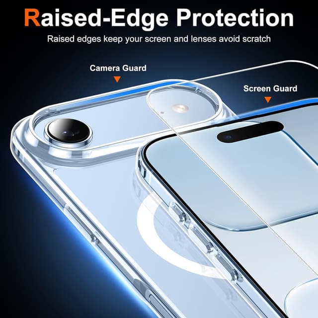 Detalle 2 de Temdan Designed for iPhone 17 Air 6.5" Clear MagSafe Shockproof Case with 9H Screen Protector