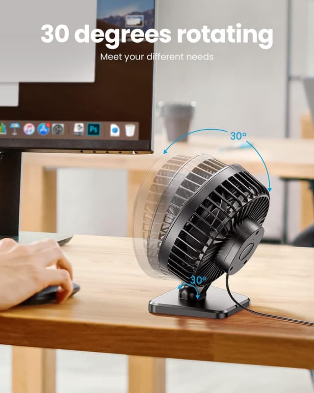 Detalle 2 de gaiatop USB Desk Fan Small Portable 3-speed mini fan 🌀