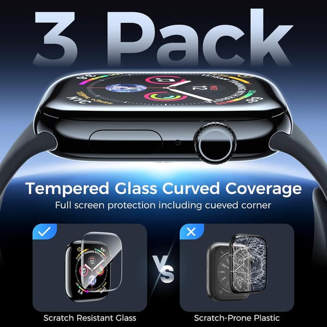 Detalle 2 de Apple Watch 44mm tempered glass screen protector 3 pack