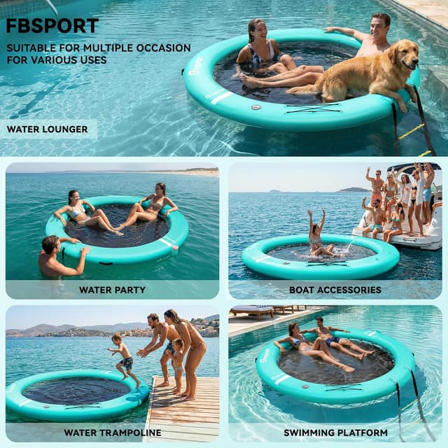 Detalle 2 de FBSPORT Inflatable Water Hammock Round Floating Ring (8 ft) — Floating dock, swim platform & sun raft