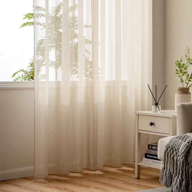 Thumbnail 4 de Woaboy Voile Gardinen Beige Kurz Vorhänge