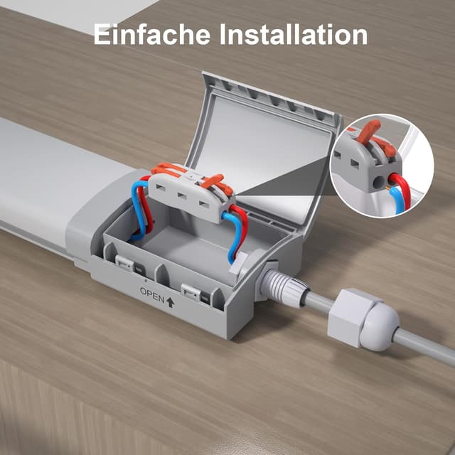 Detalle 2 de Modlicht LED Feuchtraumleuchte 90 cm, 30 W, 5.000 K (kaltweiß), IP65 – Ultraslim Decken-/Wannenleuchte