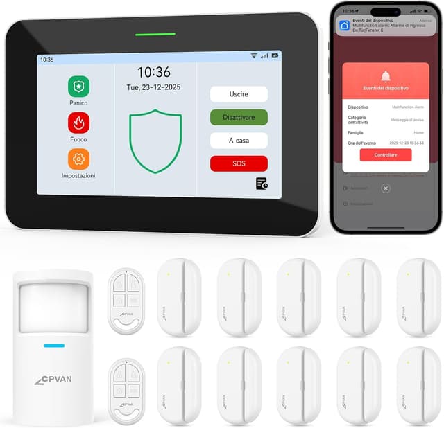Detalle de CPVAN GSM + WiFi allarme casa senza fili con touchscreen 7" e sirena 110 dB