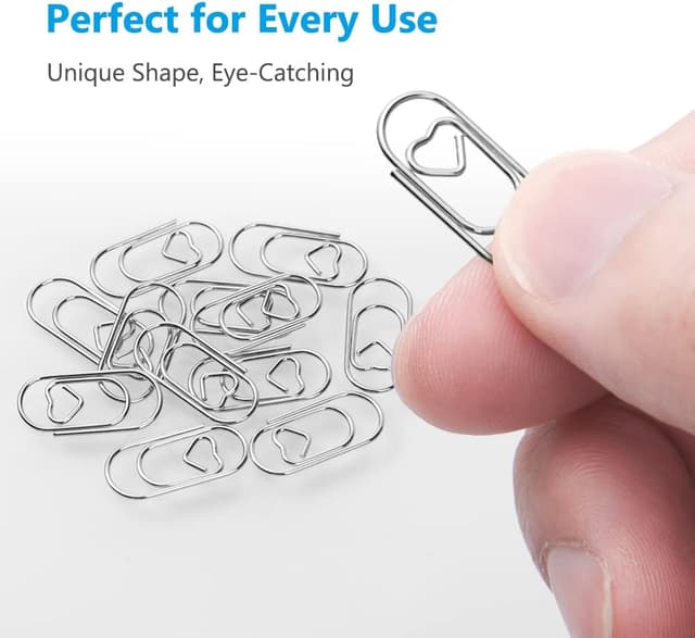 Detalle de Vicloon Trombones de bureau en métal – 130 pièces au design cœur, anti-rouille