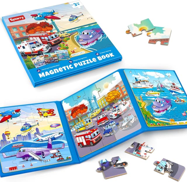 Detalle de SYNARRY magnetic jigsaw transport puzzles (20 pieces) for 3–6-year-olds