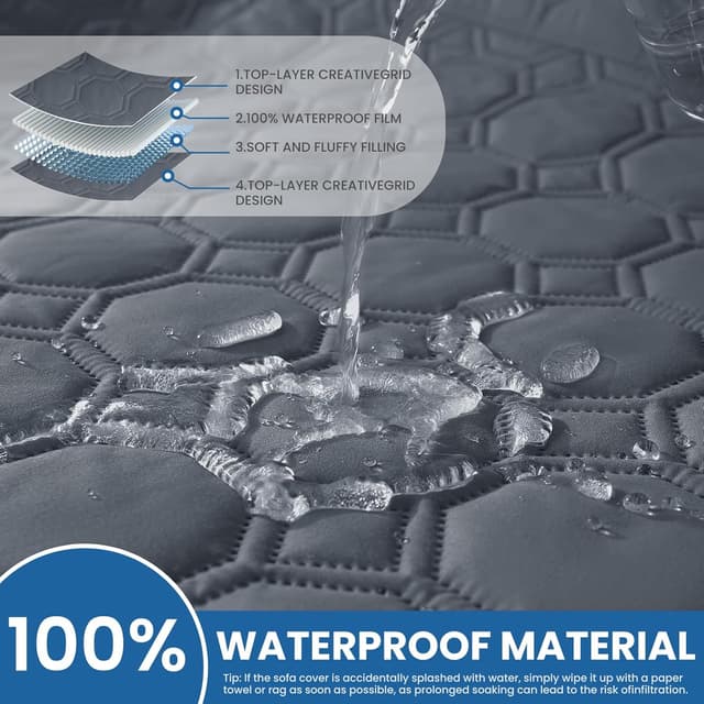 Detalle de Ystyle copridivano impermeabile reversibile per angolare con penisola (2 posti, L 210 cm) grigio