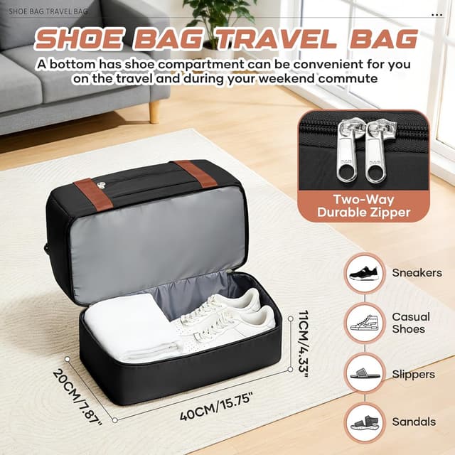 Detalle 2 de for Ryanair Airlines Underseat Cabin Bag 40x30x20 Weekender Holdall with Wet Pocket & Shoe Compartment