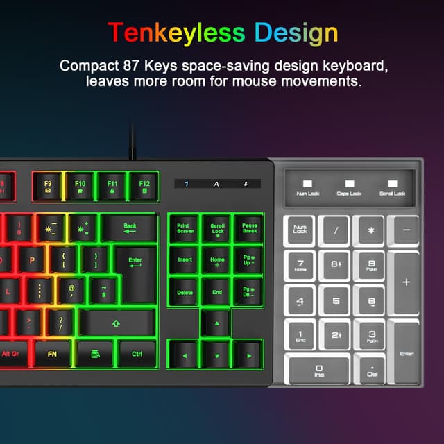 Detalle 2 de Rewurnth Gaming Keyboard and Mouse Set 75% RGB