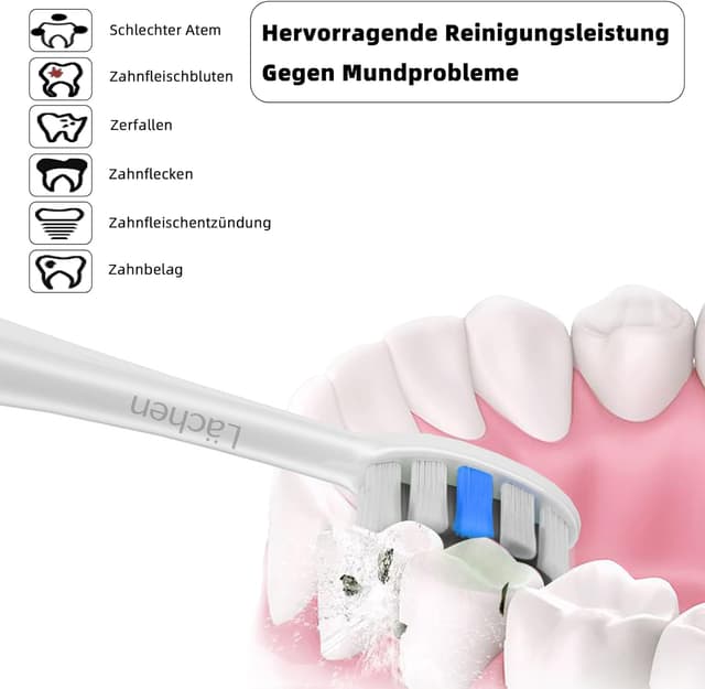 Detalle de Lächen Ersatzbürstenkopf Standard, passend für Aufsteckbürsten (S131) – 4 Stück