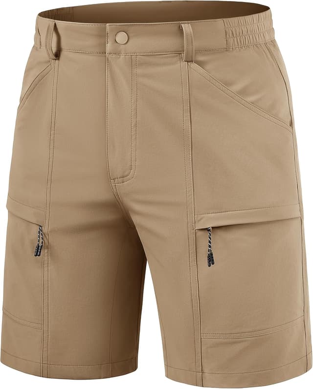 Detalle de TACVASEN men’s cargo work shorts with quick-dry fabric and zip pockets