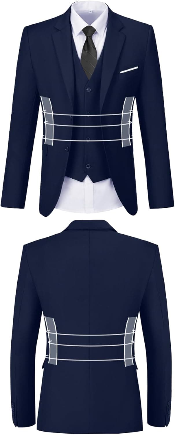 Detalle 2 de High-End Suits Men Orange Slim Fit 3-Piece Suit for Groomsmen (Notched Lapel Jacket, Vest, Pants)