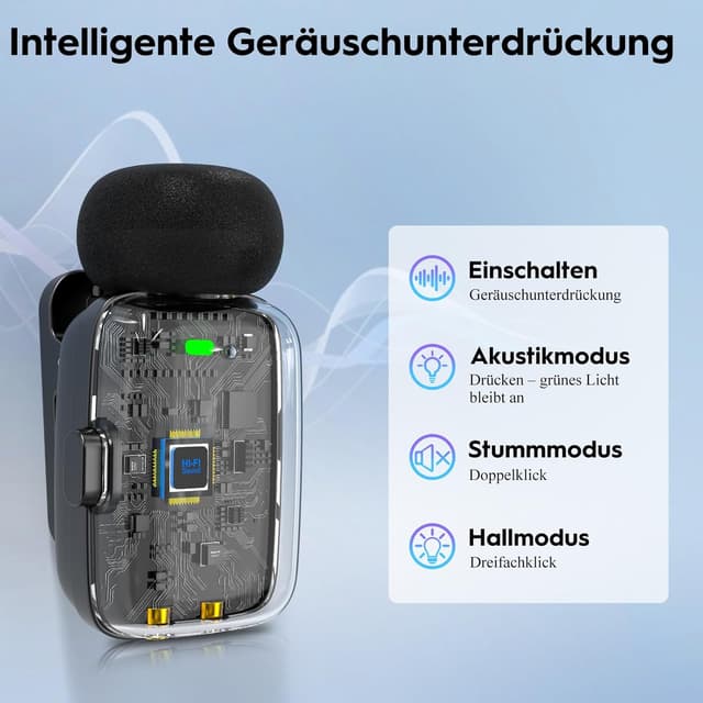 Detalle de zealsound M6 Mini Lavalier Mikrofon 33H Laufzeit đ€