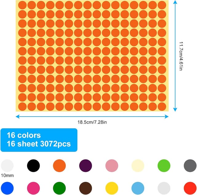 Detalle 2 de Vicloon Gommettes 3072 autocollantes 10 mm 🏷