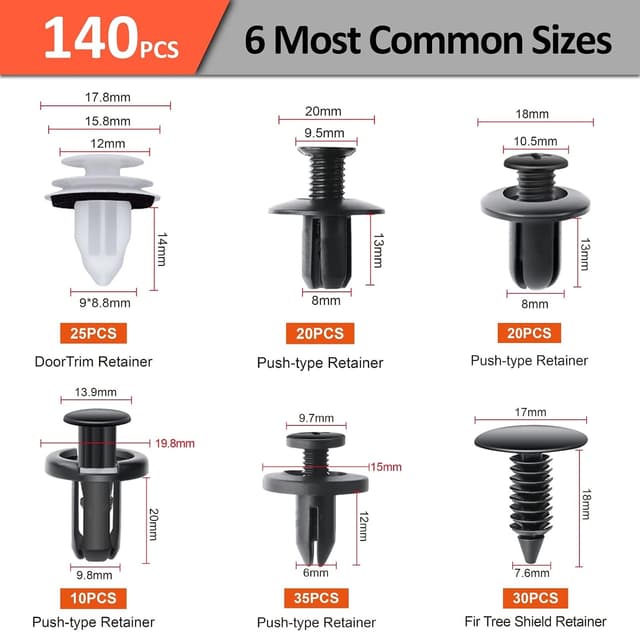 Detalle 2 de 140 Stück Auto Befestigung Clips Set